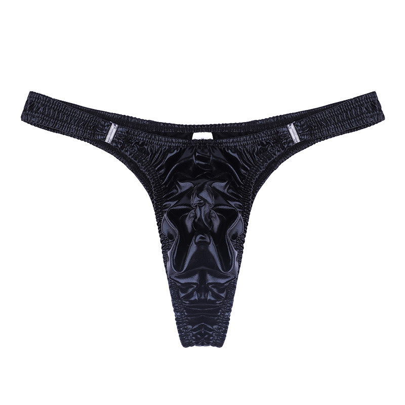 Black Detachable Button Side Thong flat lay