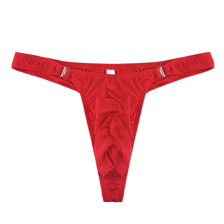 Red Detachable Button Side Thong flat lay