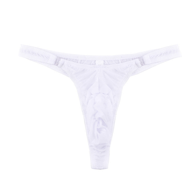 White Detachable Button Side Thong flat lay