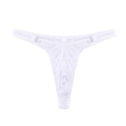 White Detachable Button Side Thong flat lay