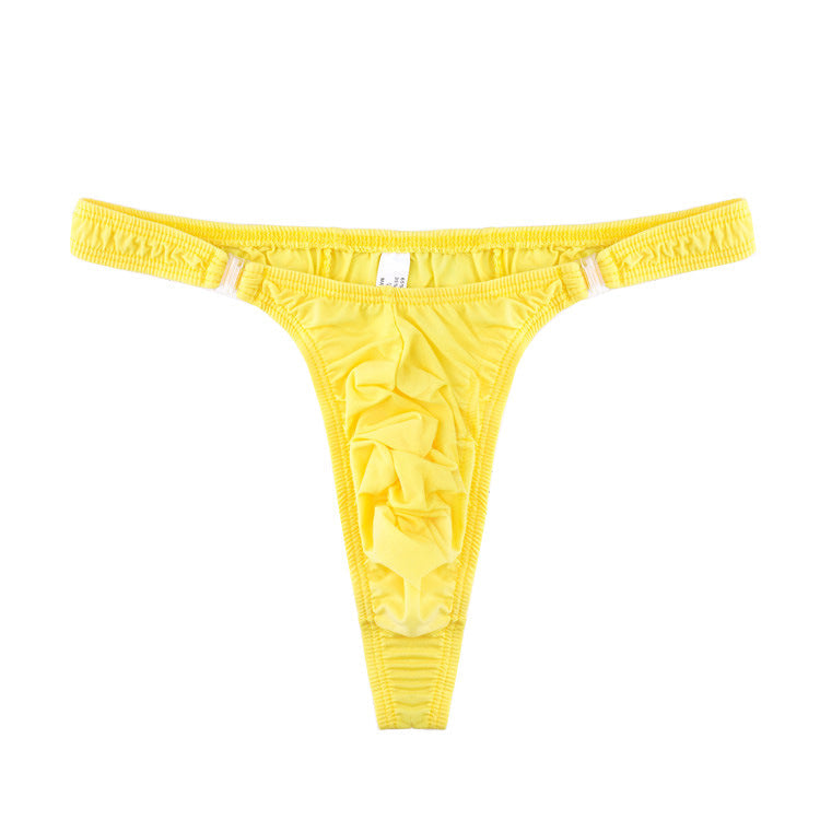Yellow Detachable Button Side Thong flat lay