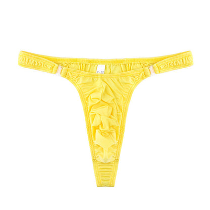Yellow Detachable Button Side Thong flat lay