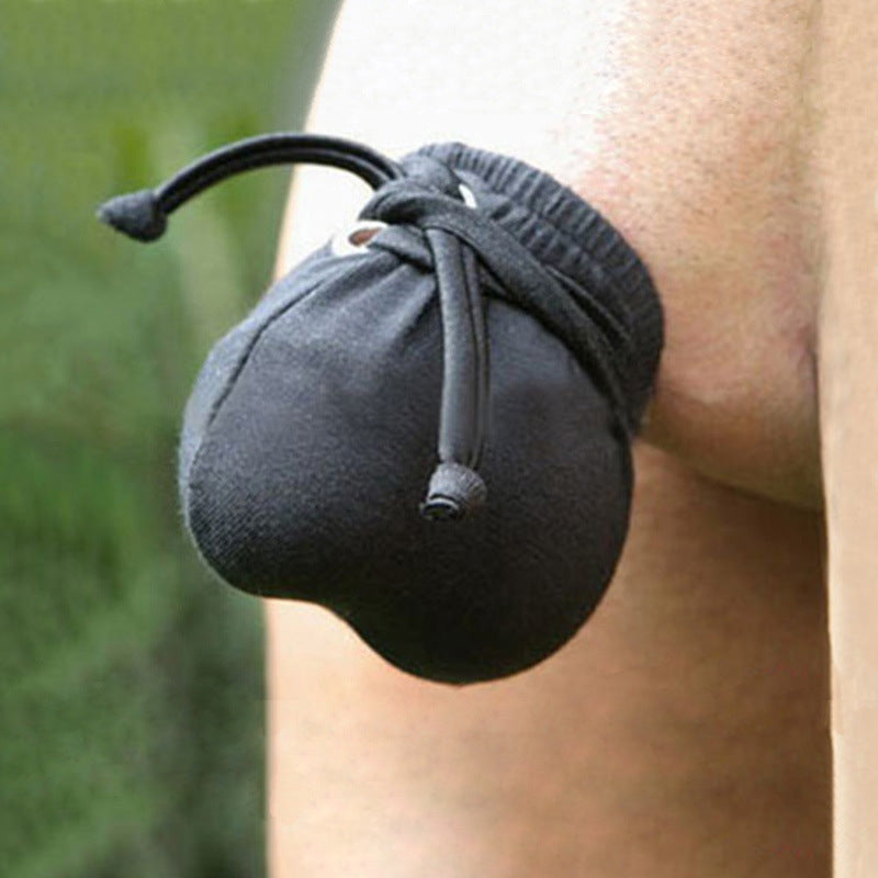 Black Satin Drawstring Adjustable Cock Sock model view