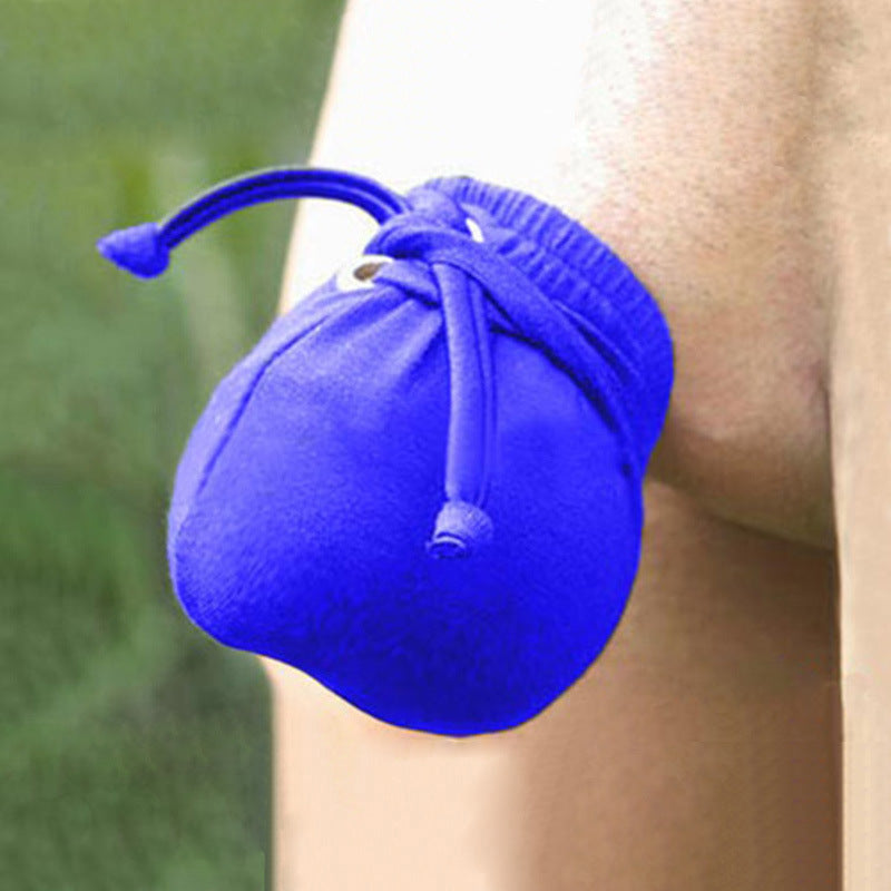 Blue Satin Drawstring Adjustable Cock Sock model view