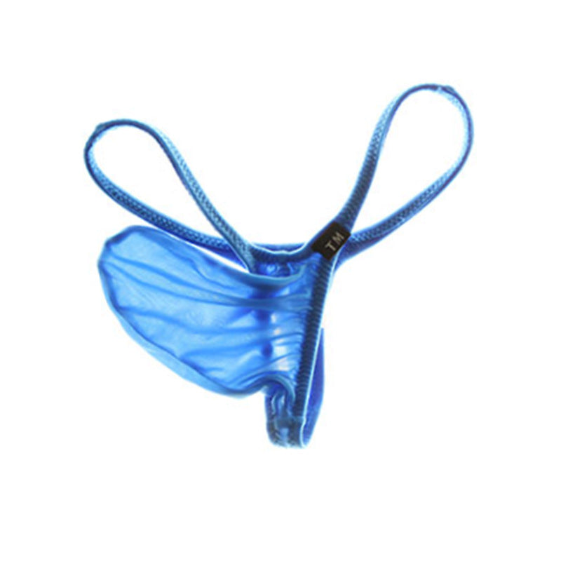 Blue Silky Elephant Trunk Low Rise G String flat lay