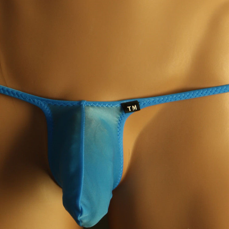 Blue Silky Elephant Trunk Low Rise G String alternate front view