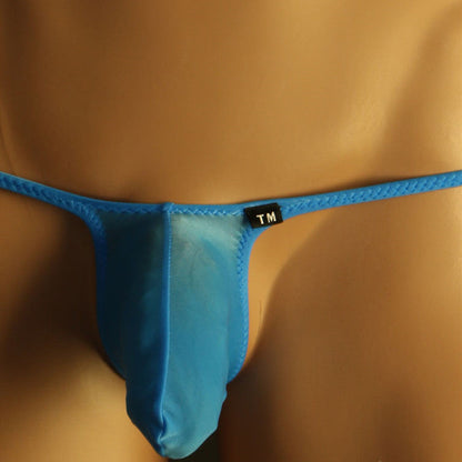 Blue Silky Elephant Trunk Low Rise G String alternate front view
