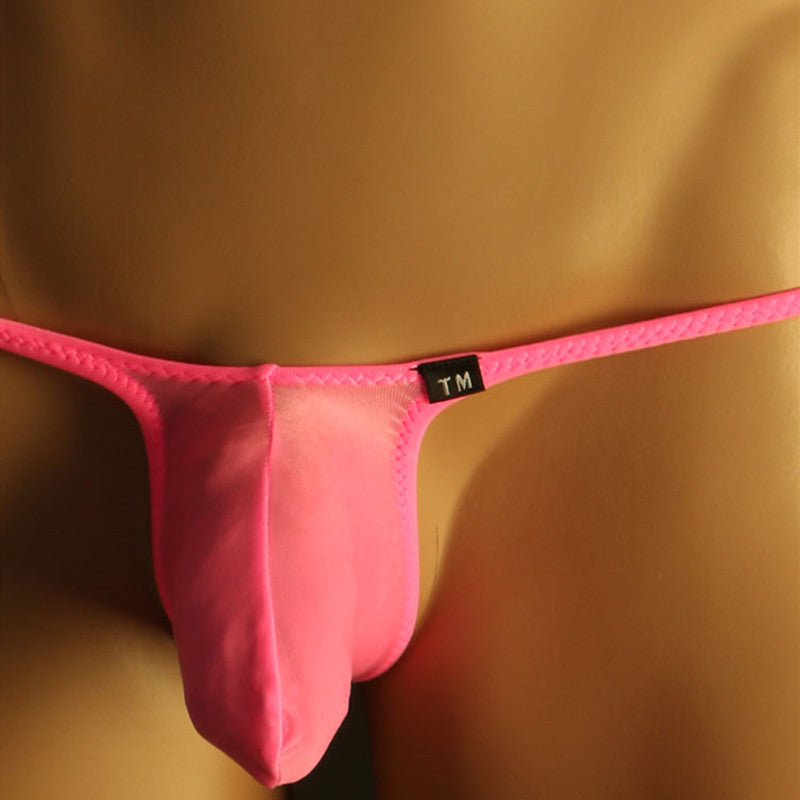 Pink Silky Elephant Trunk Low Rise G String front view