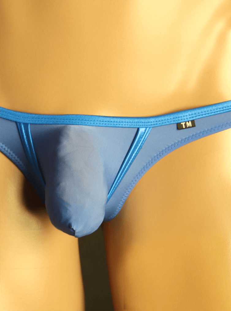 Blue Enhancing Mesh U Pouch Low Rise Thong front view