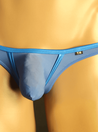 Blue Enhancing Mesh U Pouch Low Rise Thong front view