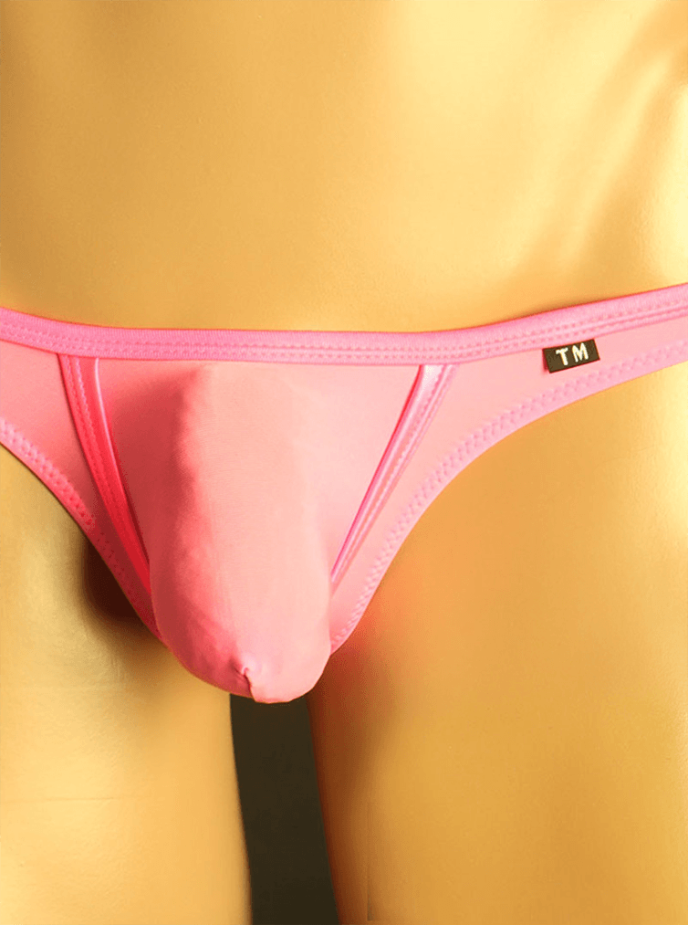 Pink Enhancing Mesh U Pouch Low Rise Thong front view