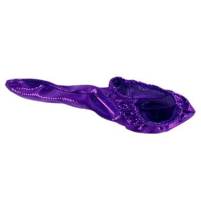 Purple Wet Look Faux Leather Polka Dot Cock Sock detail view