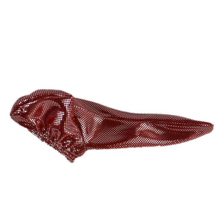 Red Wet Look Faux Leather Polka Dot Cock Sock detail view