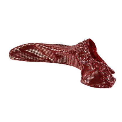 Red Wet Look Faux Leather Polka Dot Cock Sock side view