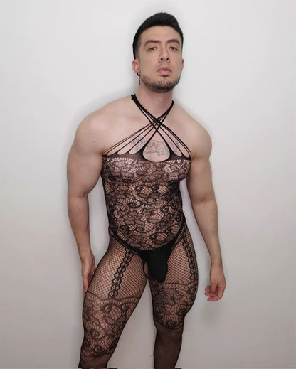 Fishnet Lace Crotchless Garter Bodystocking product view