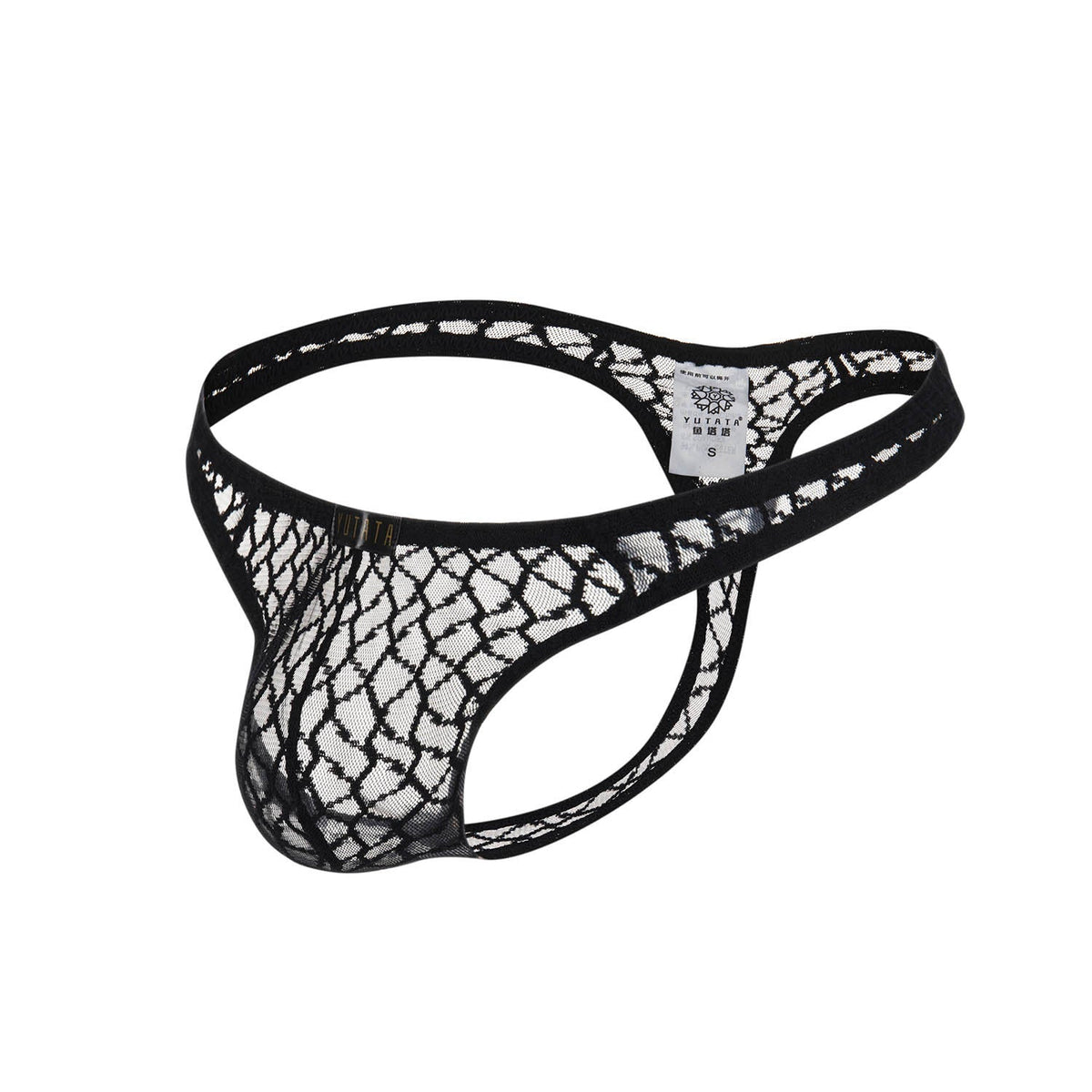 Black Fishnet Lace See Through T Back Thong product view