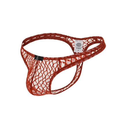Alternate view of wine red Fishnet Lace See Through T Back Thong, additional angle
