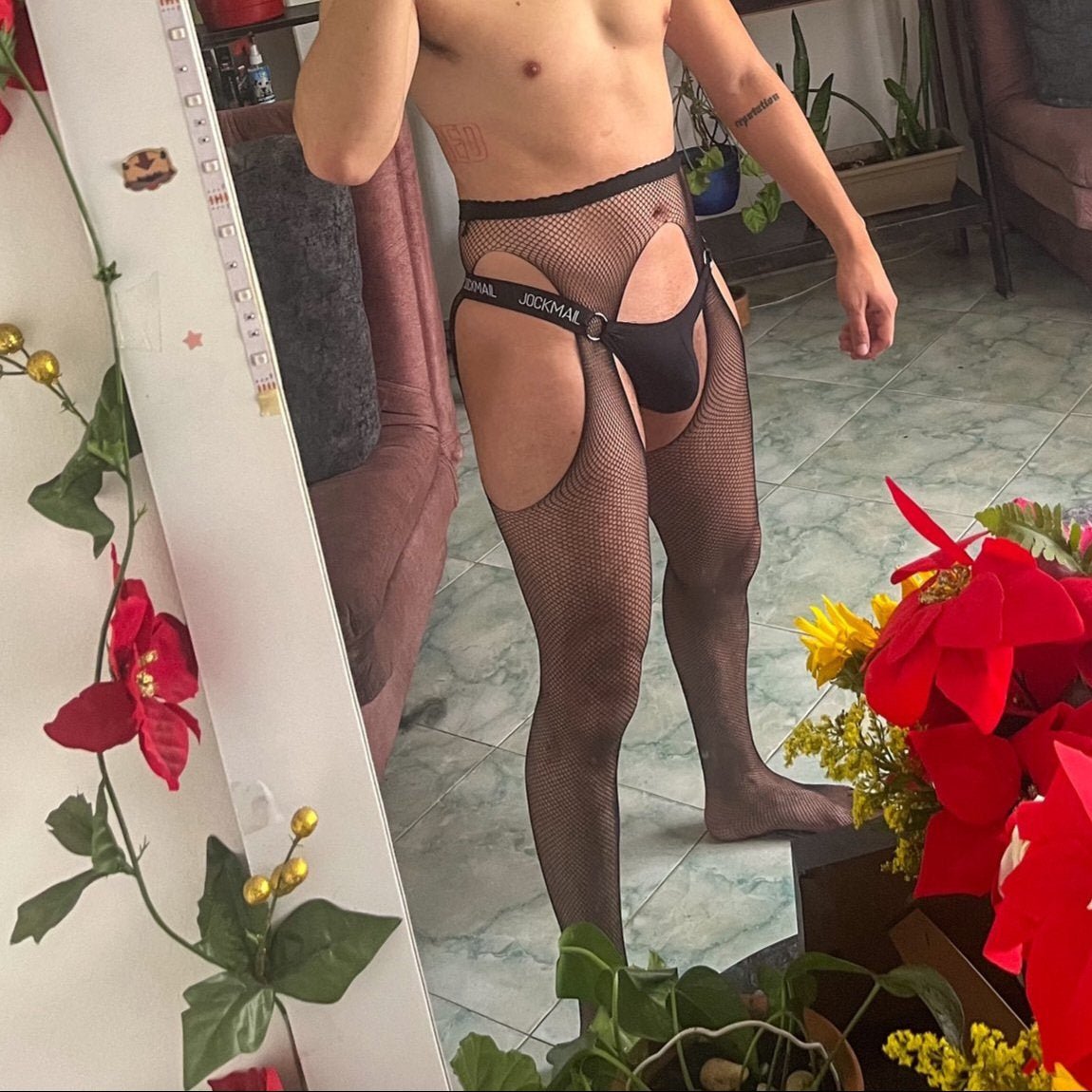 Hollow Fishnet Thigh High Stockings alternate view 2