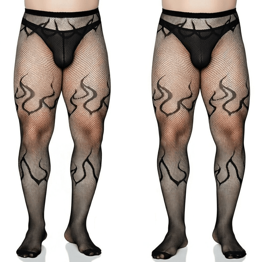 Flame Fishnet High Waist Tights