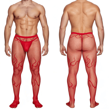 Flame Fishnet High Waist Tights