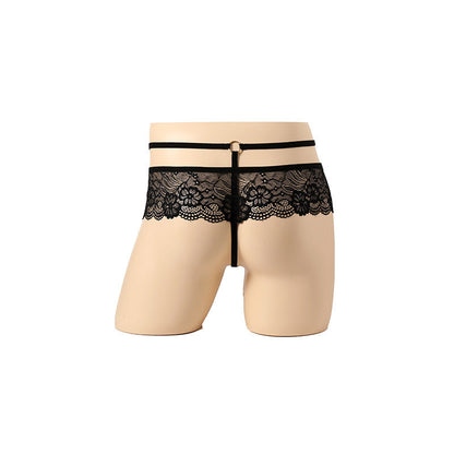 Floral Lace Ruffle Double Strap Thong design view