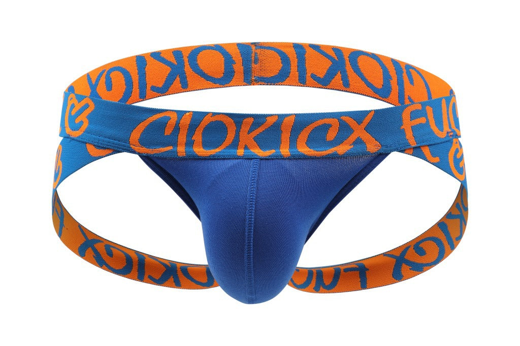 Blue Graffiti Waistband Butt Lifting Jockstrap flat lay