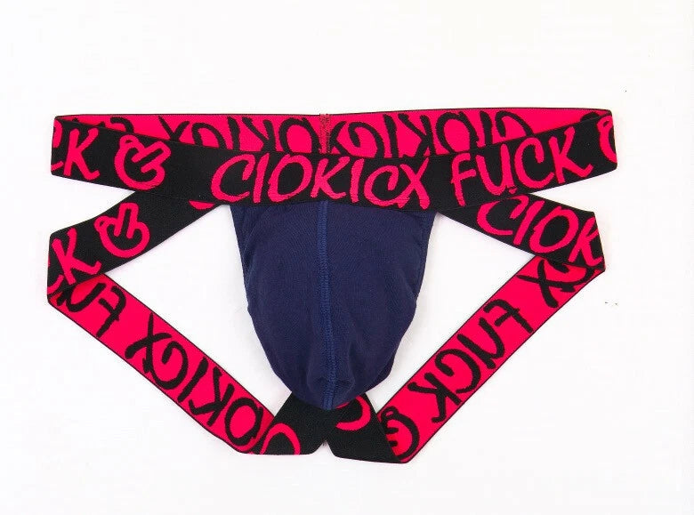 Dark Blue Graffiti Waistband Butt Lifting Jockstrap flat lay
