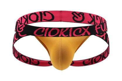Gold Graffiti Waistband Butt Lifting Jockstrap flat lay