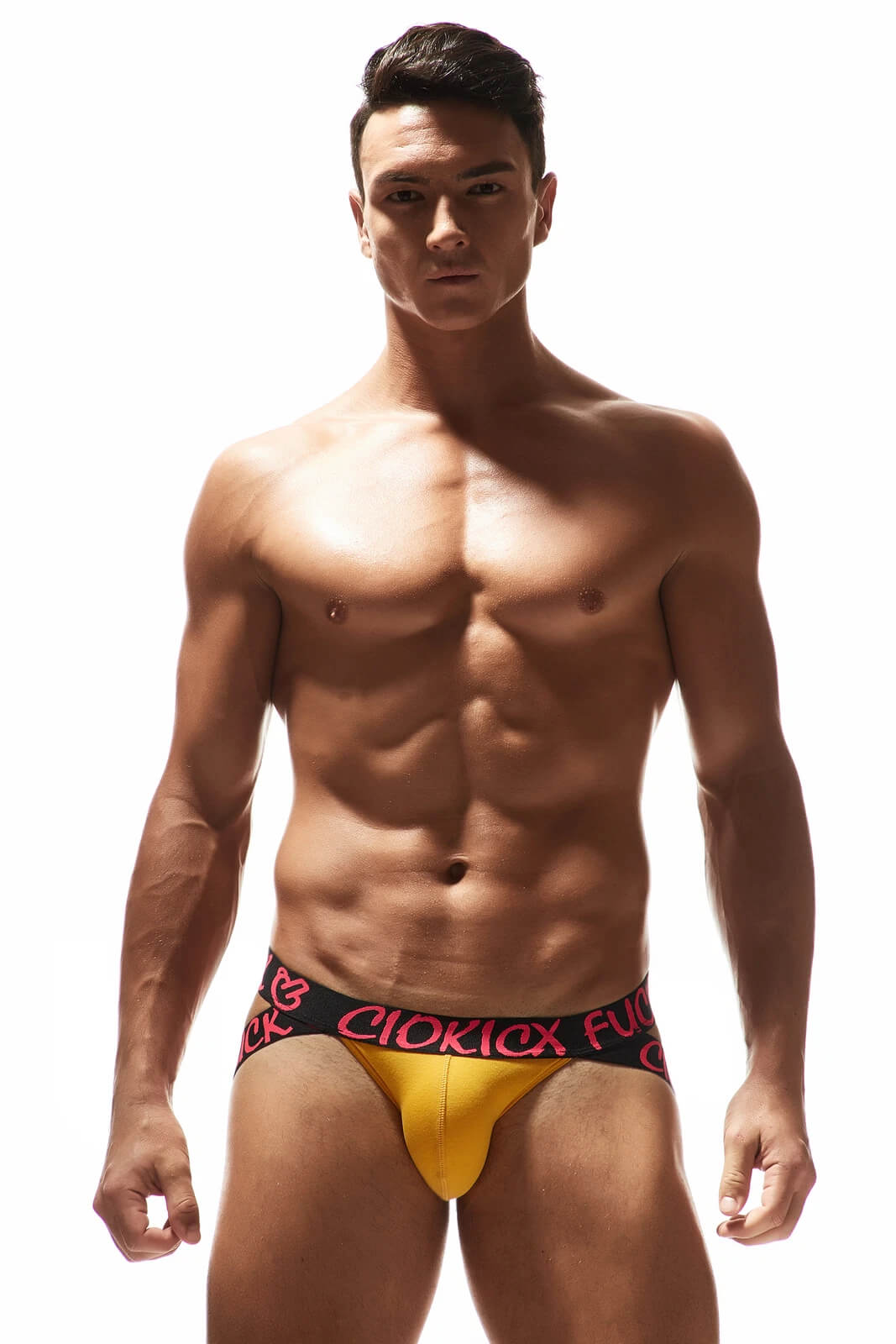 Gold Graffiti Waistband Butt Lifting Jockstrap front view