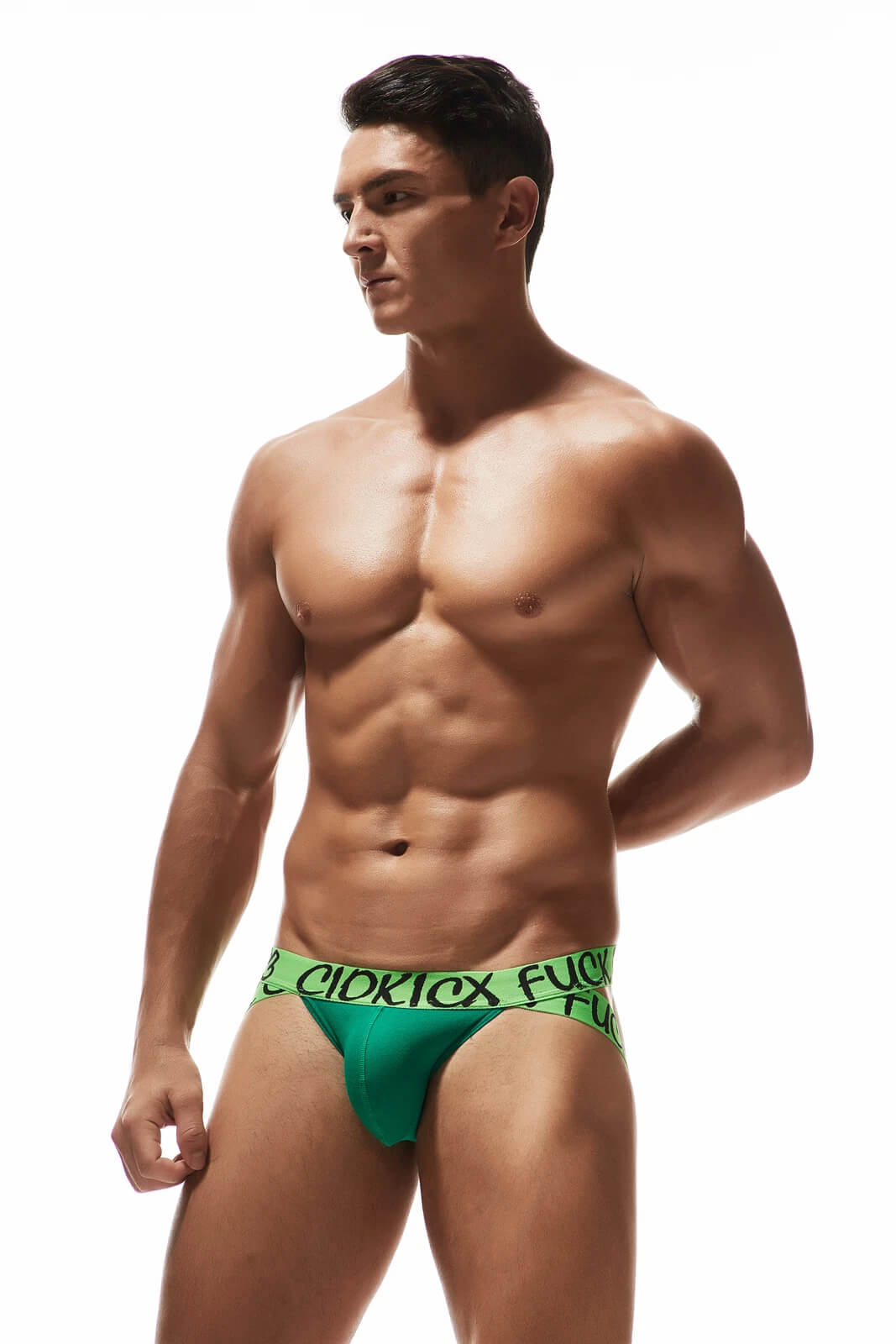 Green Graffiti Waistband Butt Lifting Jockstrap front view