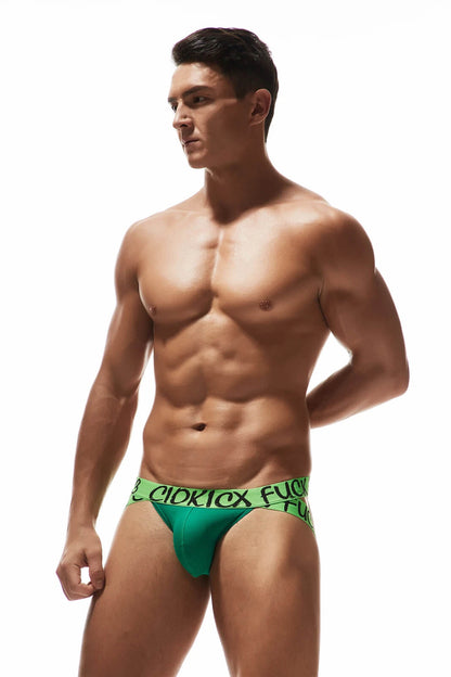 Green Graffiti Waistband Butt Lifting Jockstrap front view