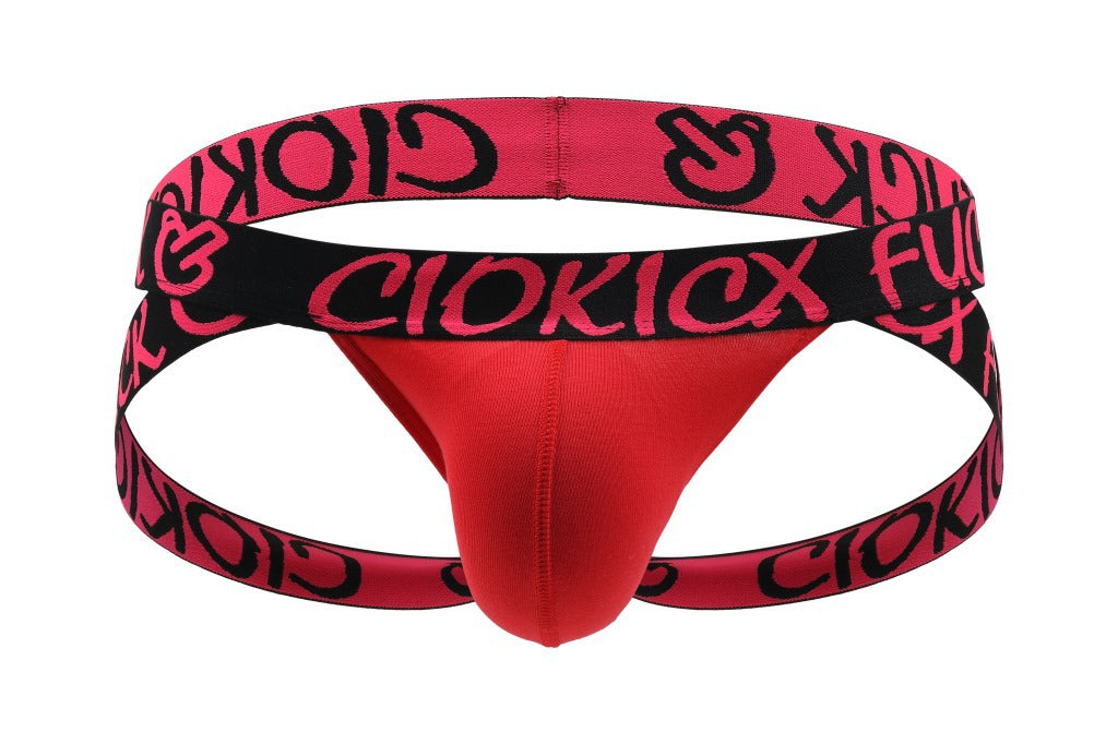Red Graffiti Waistband Butt Lifting Jockstrap flat lay