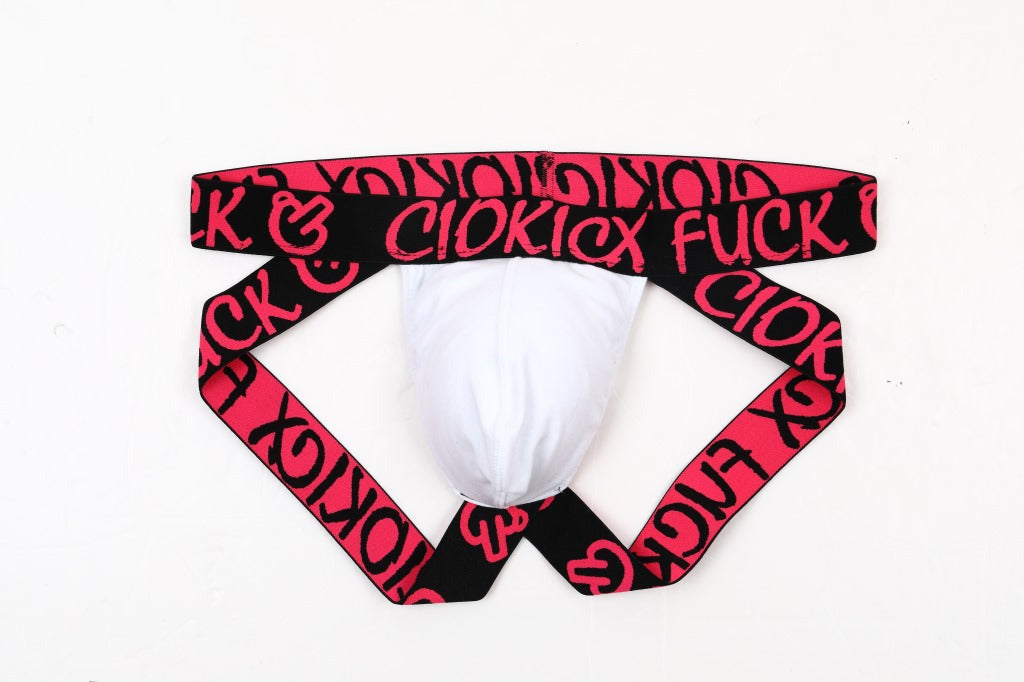 Alternate view of white Graffiti Waistband Butt Lifting Jockstrap