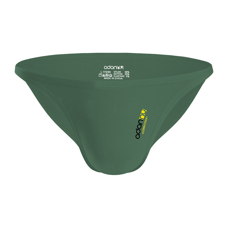 Detailed flat lay showing green Nylon Cotton Low Rise Contour Pouch Briefs