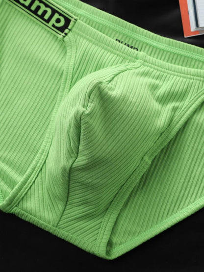 Alternate product view of green Ribbed Cotton Deep Contour Pouch Briefs