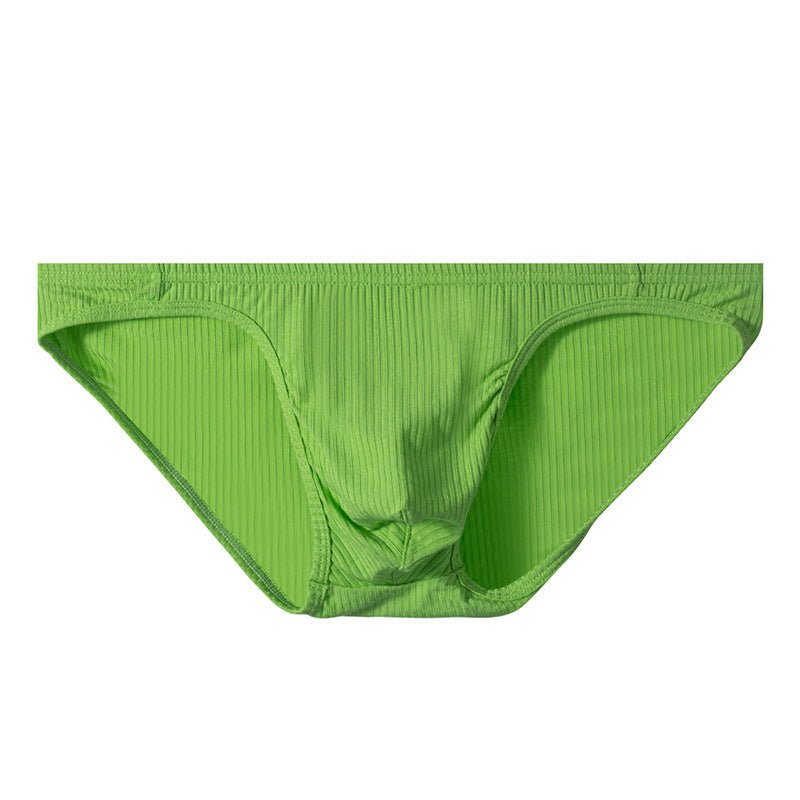 Green High Cut Ribbed Cotton Tanga Brief flat lay