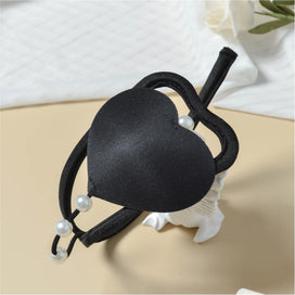 Black Pearl Heart Invisible C String side view