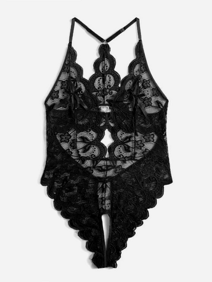 Heart Trim Crotchless Lace Bodysuit alternate view 7
