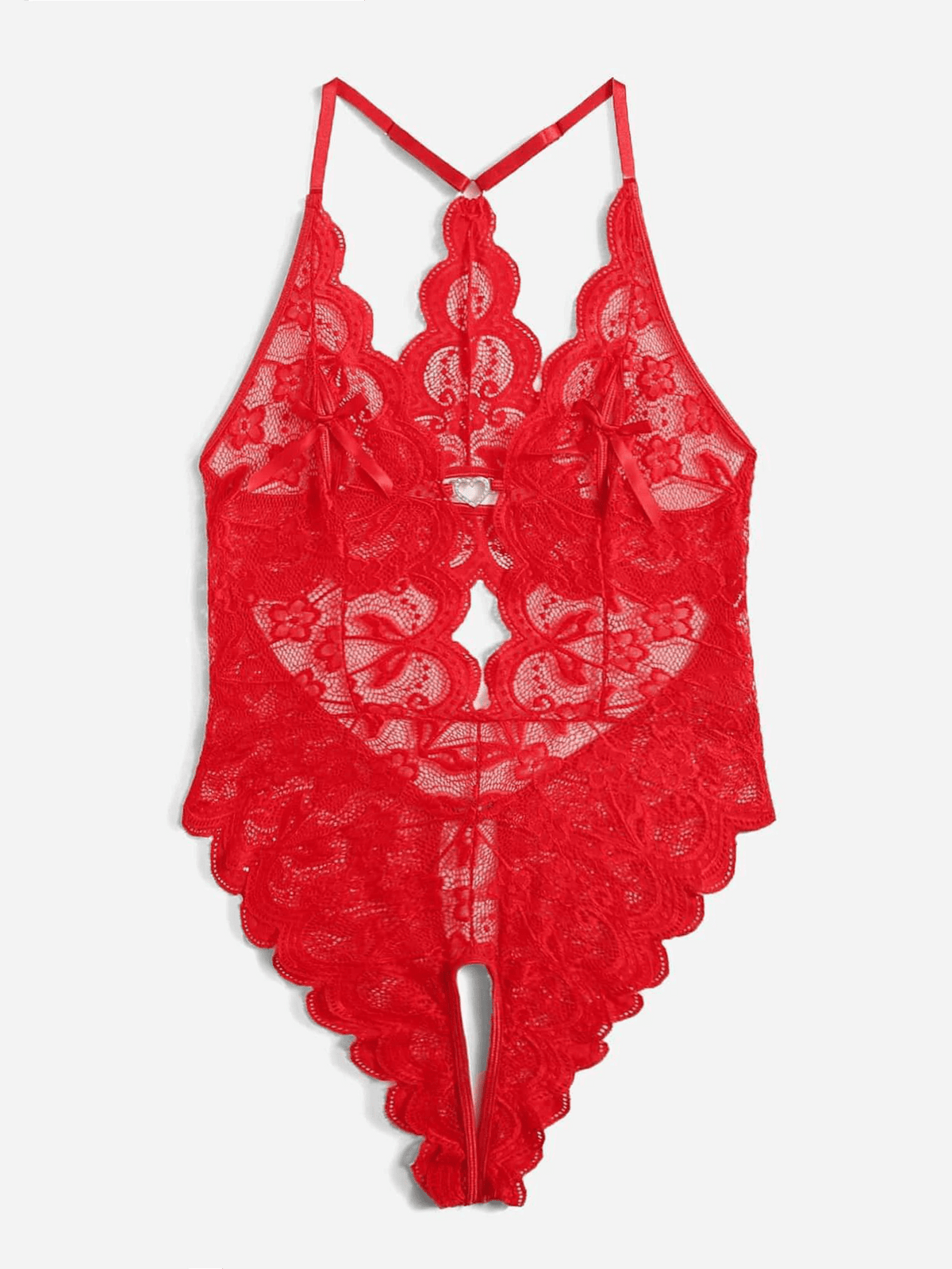 Heart Trim Crotchless Lace Bodysuit alternate view 6