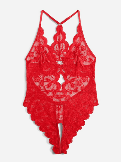 Heart Trim Crotchless Lace Bodysuit alternate view 6