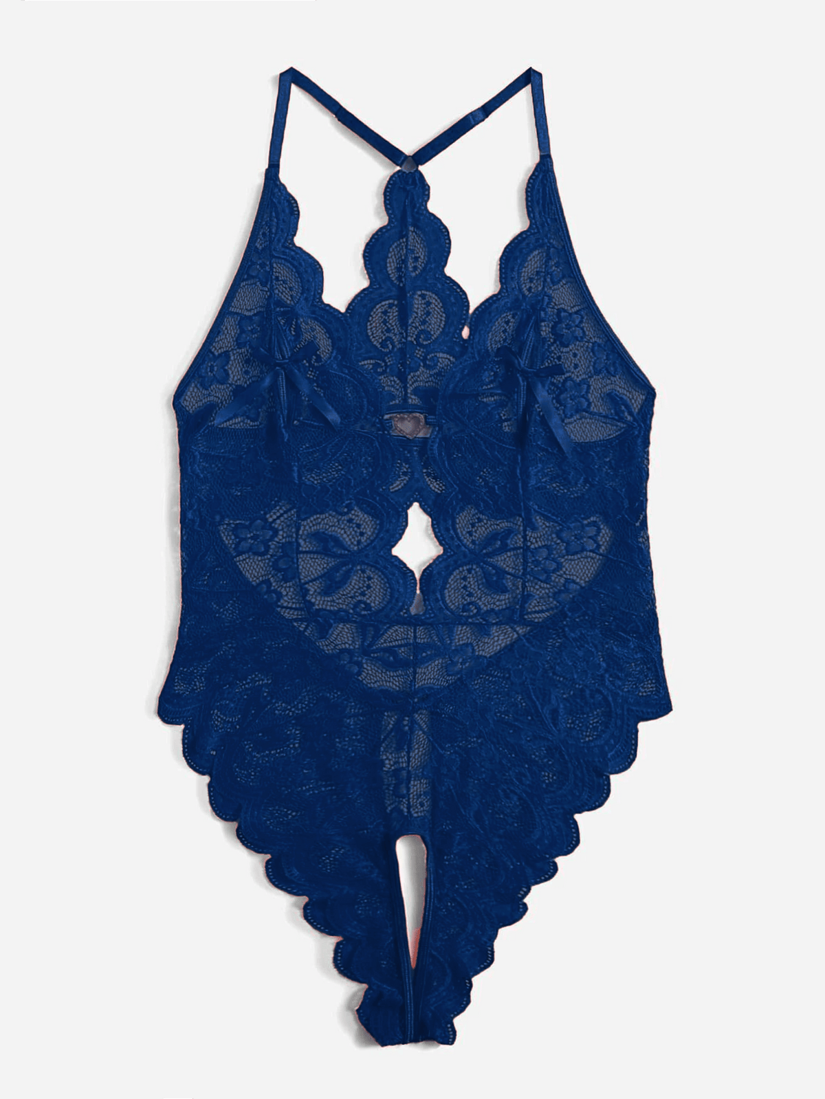 Heart Trim Crotchless Lace Bodysuit