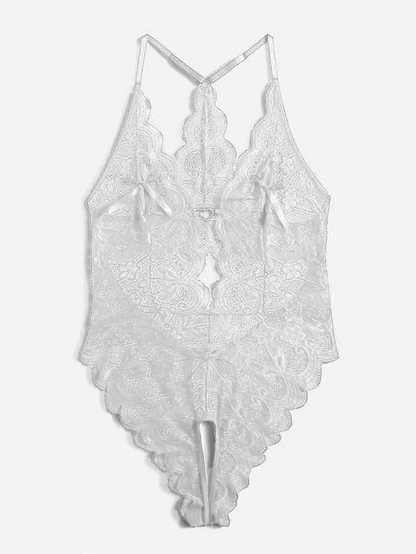 Heart Trim Crotchless Lace Bodysuit alternate view 3