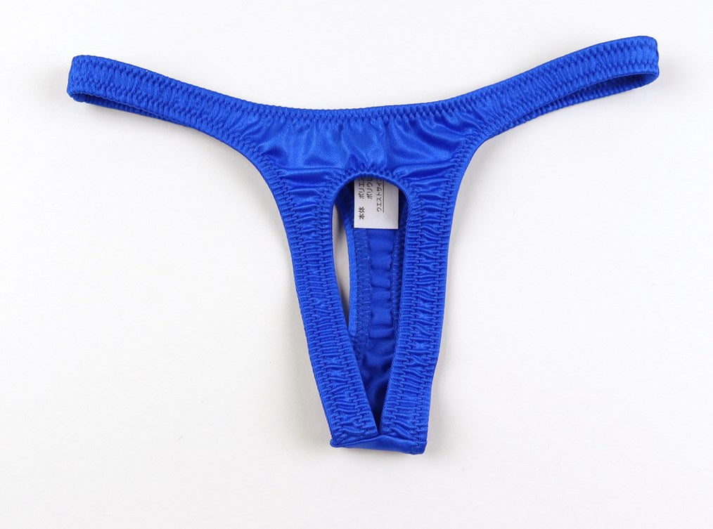 Blue Round Cutout Hollow Front Low Rise Thong flat lay