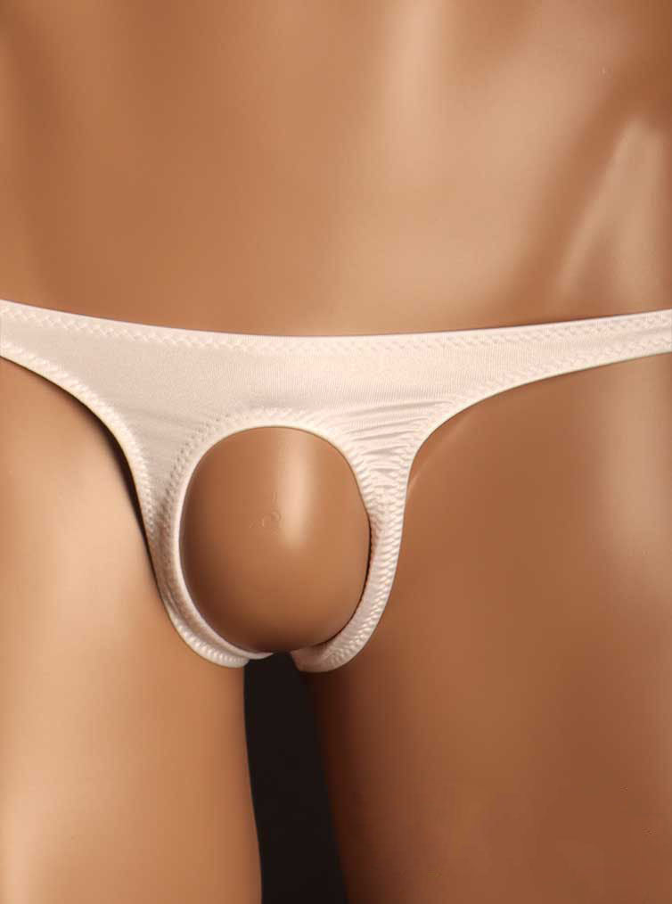 White Round Cutout Hollow Front Low Rise Thong front view