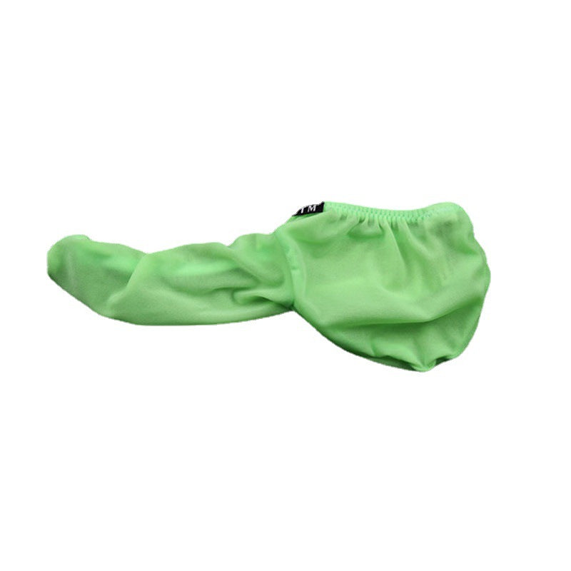 Neon Green Ice Silk U Pouch Cock Sock Thong side view