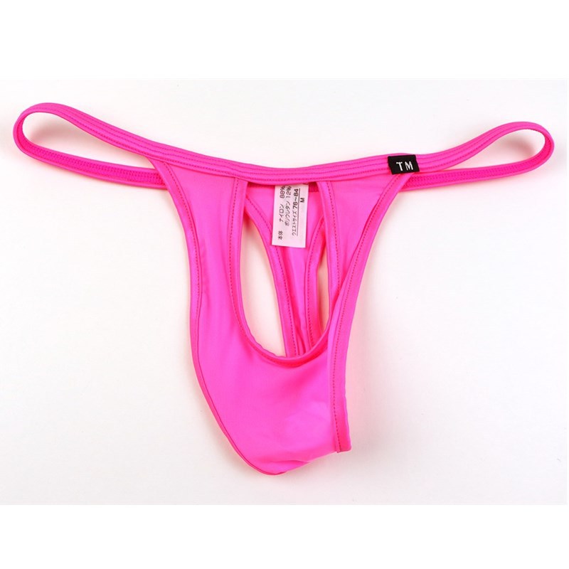 Pink Ice Silk Front Cutout G String flat lay