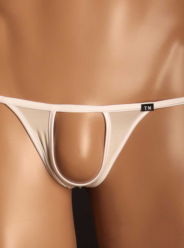 White Ice Silk Front Cutout G String front view