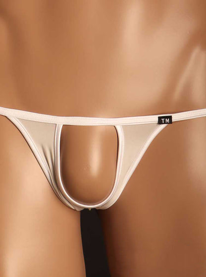 White Ice Silk Front Cutout G String front view