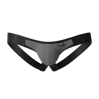 Gray Colorblock Ice Silk U Pouch Jockstrap flat lay