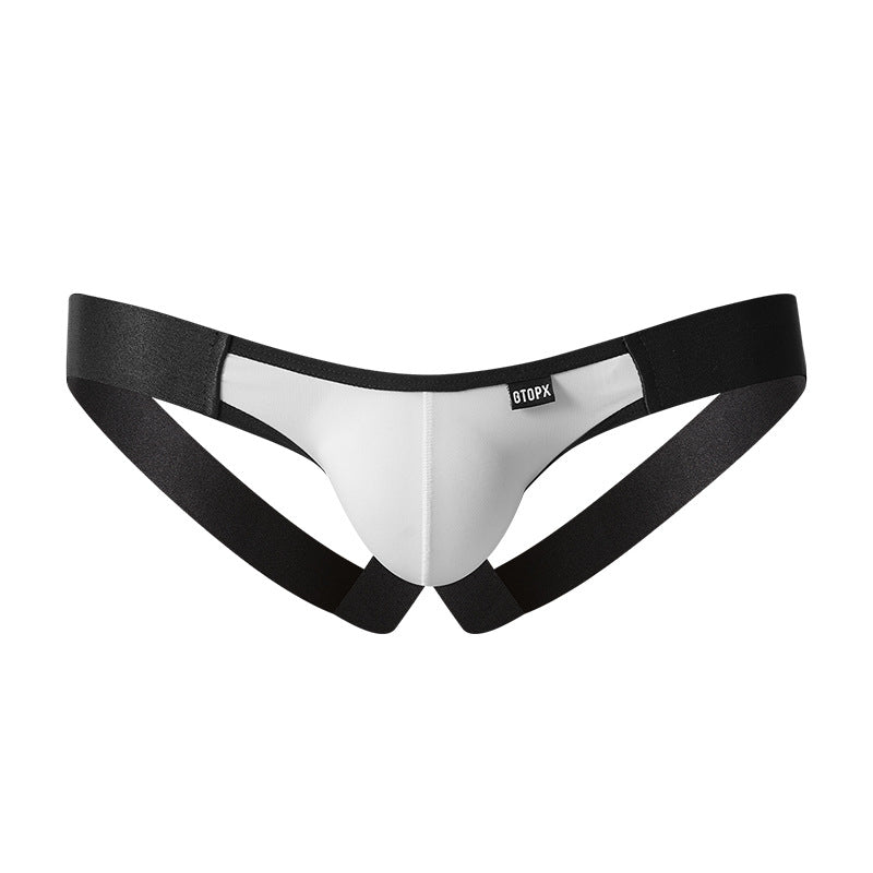 Additional product view of white Colorblock Ice Silk U Pouch Jockstrap